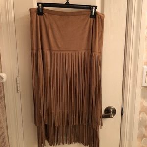 Chico’s NWT Fringed Skirt - Tan - Size S